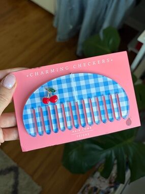 Anthropologie Picnic Collection Gingham Comb With Cherry Gem